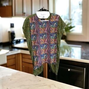Anthropologie - Tolani - Green Paisley Silk Boho Blouse - Size small